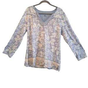 Nautica Floral Long Sleeve Top Sleepwear Loungewear Size XL